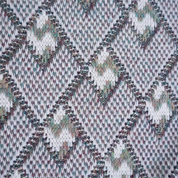 '80s Lavane White Teal 3D Argyle Biggie Cosby Eclectic Knit Crew Neck Sweater M - Picture 5 of 9